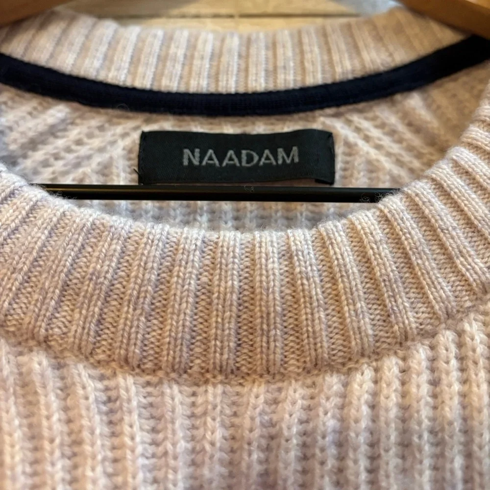NAADAM Ribbed Wool Cashmere Blend Crewneck Sweater – Women’s L – Heather Oatmeal - Picture 4 of 9